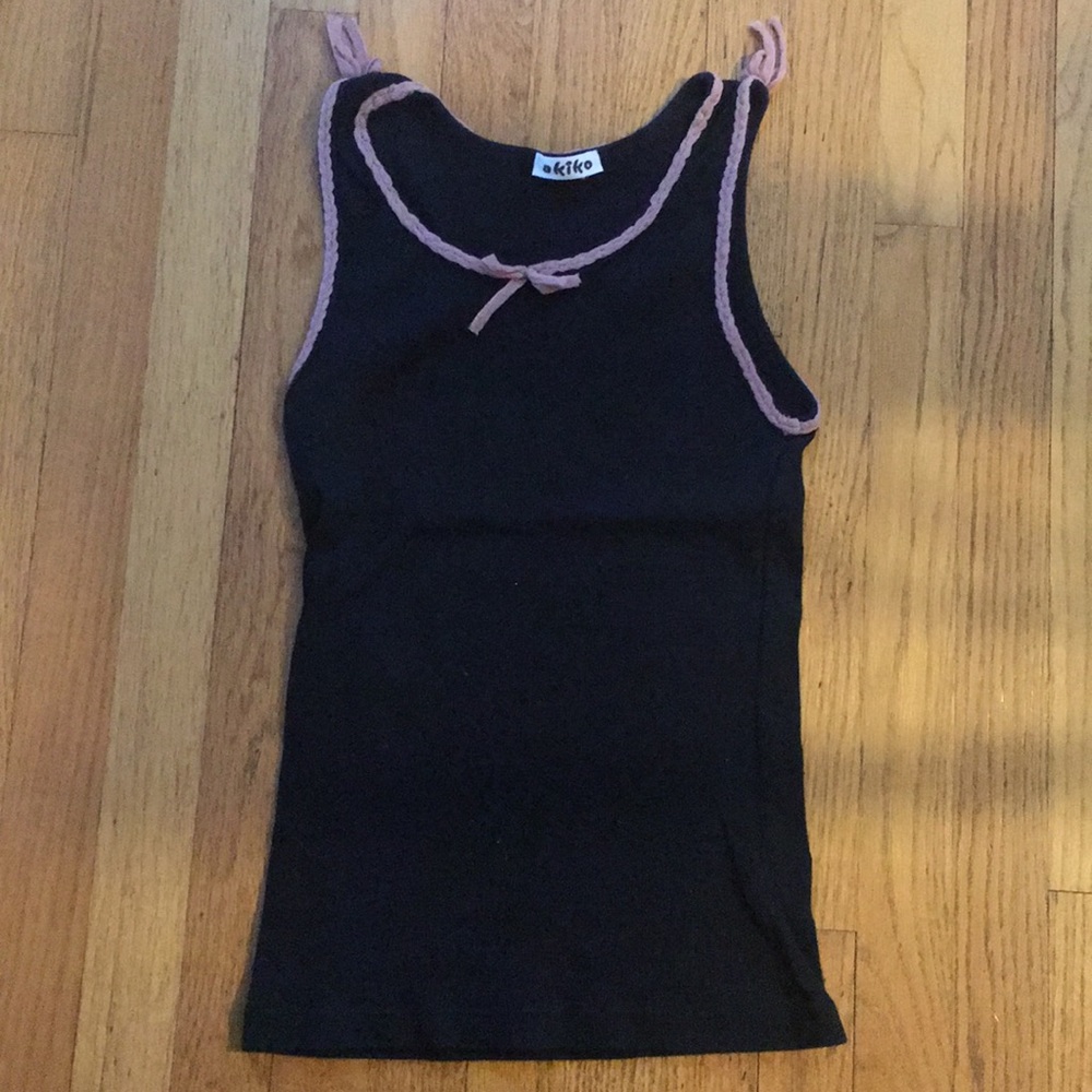 Black Tank w/ Pink Detailing & Bows